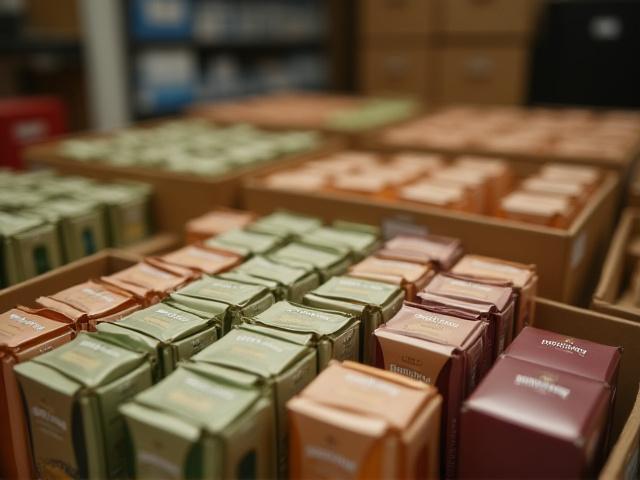 Válogatott teák dobozokban, készen a kiszállításra